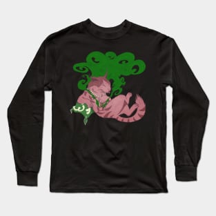 smoking monmon cat on pillow Long Sleeve T-Shirt